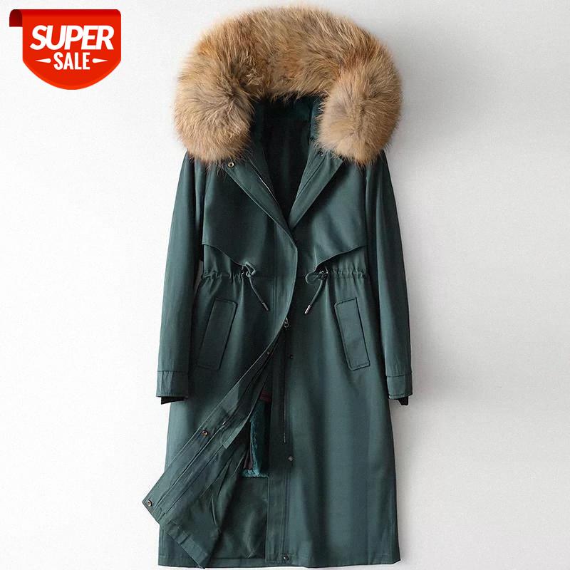 

Fashion Solid Cotton Liner Parker Down Parkas New 100% rabbit liner Winter Jacket Women Waist Warm Fur Collar Coat #Dw9f, Black;brown