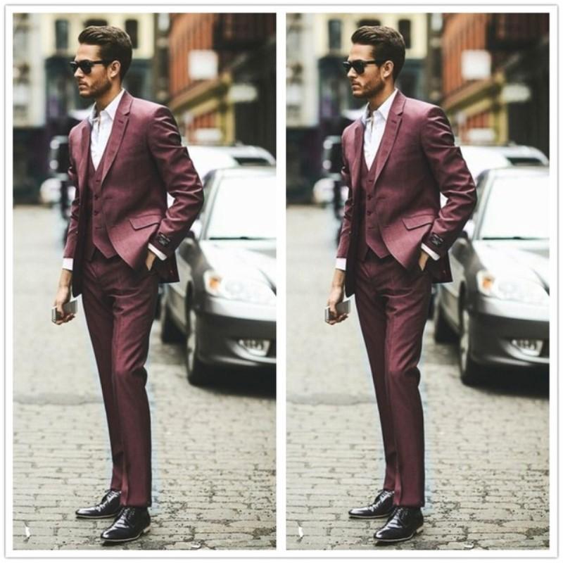 

Custom Made Light Purple Groom Tuxedos 3 Pieces Men Wedding Prom Dinner Suits Italian Style Man Blazer Suit Best Man Wear 64, As the image