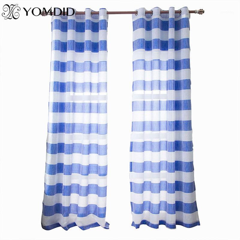 

Nordic Modern Curtains for Window Living Room the Bedroom Striped Home Decor Natural Polyester Drapes Roman Blue Stripe Curtain1