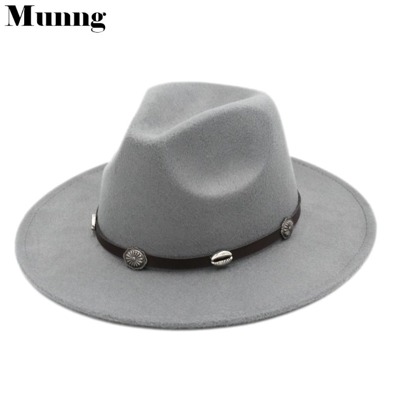 

Munng Adult Wool Blend Fedora Panama Hat Wide Brim Jazz Cap Costume Winter Size L, Black