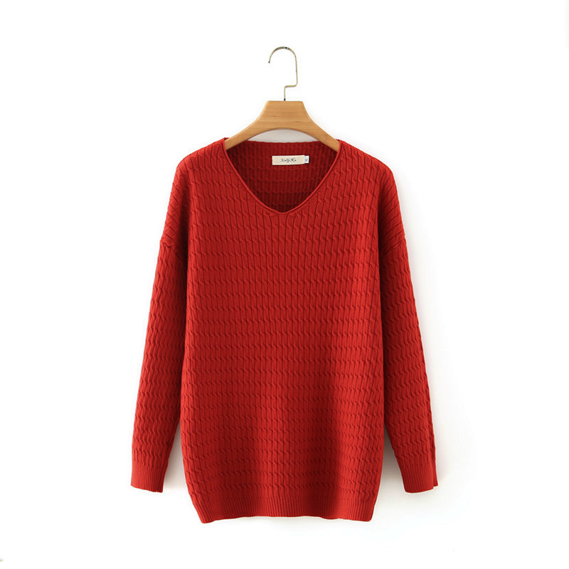 

2021 New Large and Fat Mmv Collar Knitted Sweater in Fall of Bxl9, Red
