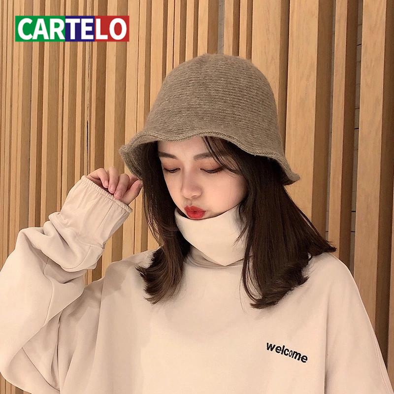 

CARTELO Hat women winter fisherman hat Korean sweet wool knitted woolen high quality fashion wild basin women, G11 mise