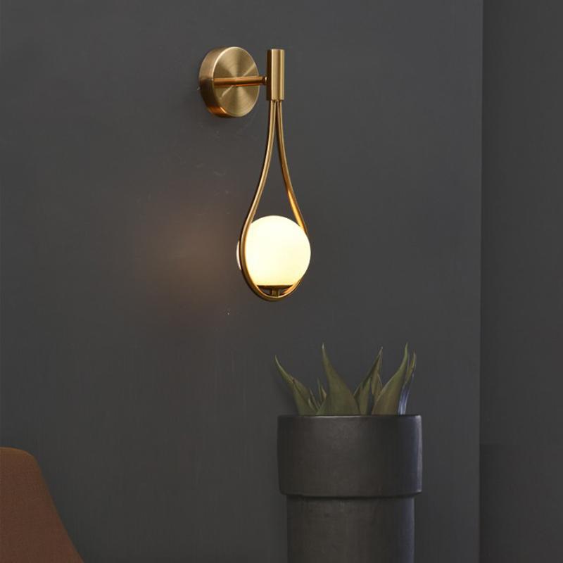 

Nordic personality creative living room metal wall lamp fashion modern minimalist model bedside glass wall lamp bedroom MJ1201
