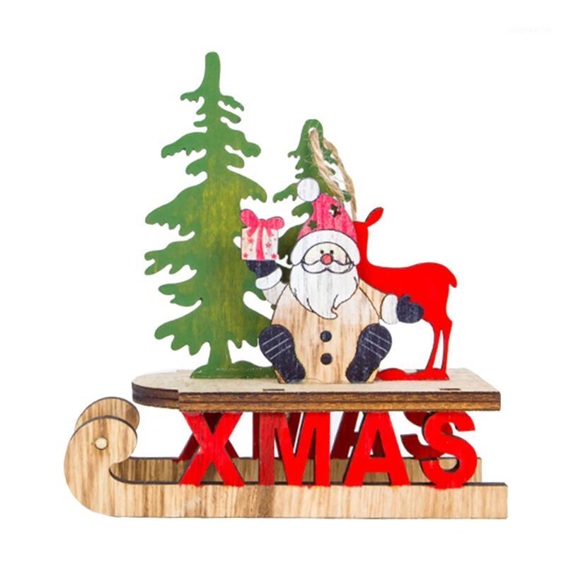 

Christmas Decorations Sleigh Cute Tree Pendant Snowman Hanging Santa Wood1