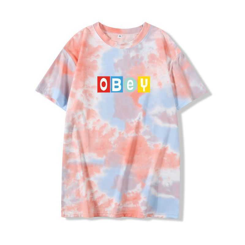 

Summer new obey tie dyed loose casual T-shirt top women, Orange