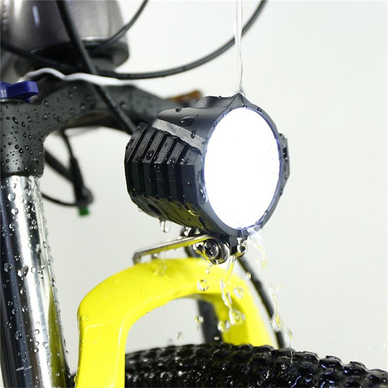 

New Electric Bicycle Lights LED Bicycle Headlight 12W 12V-80V Waterproof Bike Front Light 4 Lights with Horn for Bike