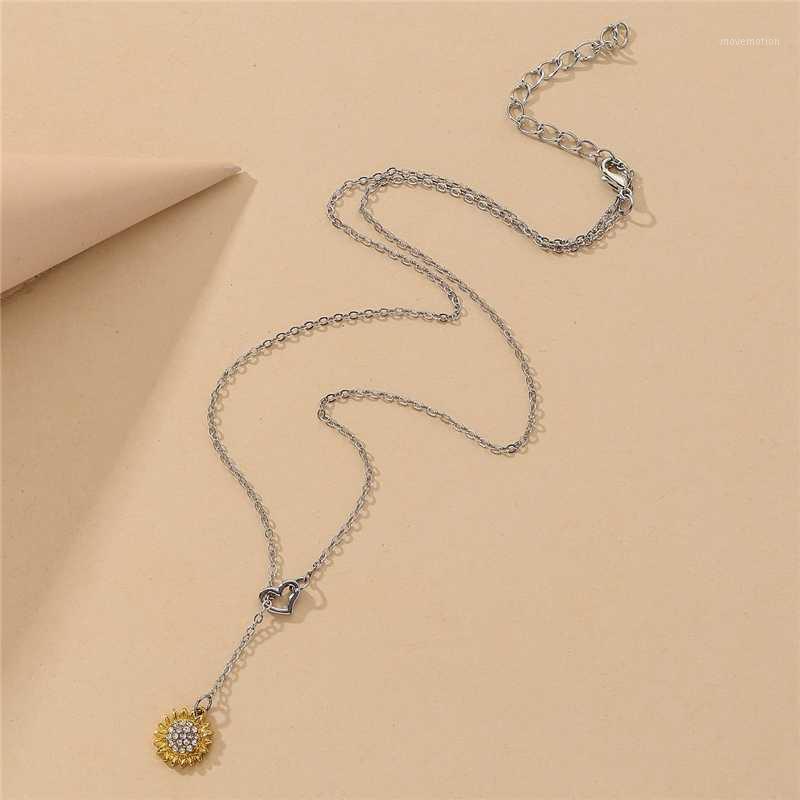 

SunFlower Choker Necklace For Women Chain Statement Collar Female Chocker Best Shining Jewelry In1
