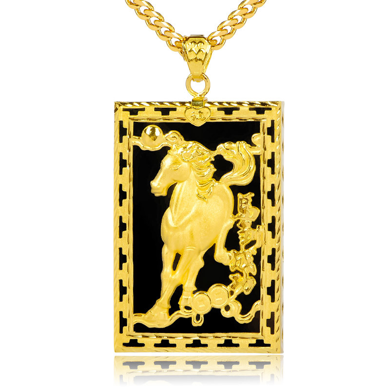

Jewels Gold Encrusted Horse Pendant Necklace with Jade T0j4
