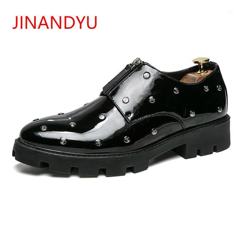 

Men Wedding Dress Patent Leather Shoes Men Pointed Toe Brogue Oxford Shoes Slip on Loafers Casual Thick Bottom Nightclub1