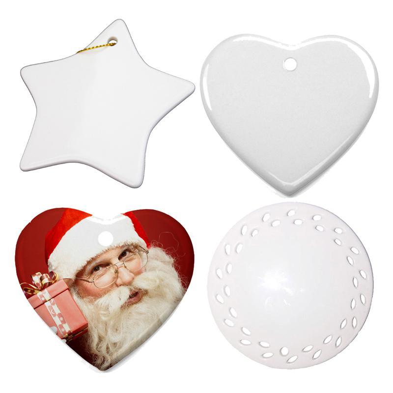 

2021 New Sublimation Blanks Christmas Decoration Ceramic Pendant for Sublimation INk Transfer Printing Heat Press DIY