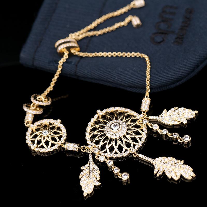 

1pc Luxury Dream Cather Bracelet Exquisite Feather Charm Bracelet CZ Tassel Fashion Jewelry