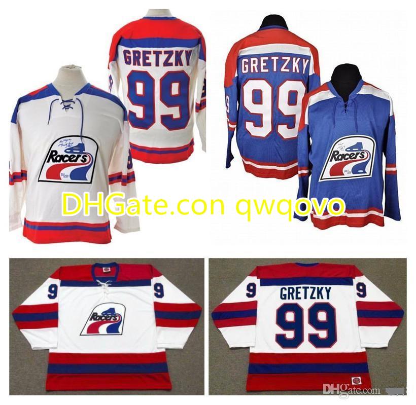 

Custom #99 Wayne Gretzky WHA Indianapolis Racers Jersey Navy Blue White 1978-79 Vintage 100% Stitched any number name Retro Hockey Jersey, Black;red