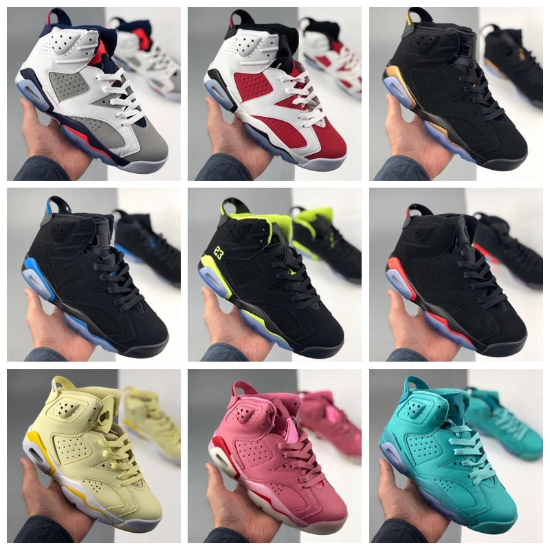 

2020 New 6 Black Infrared Tinker Mens Basketball Shoes 6s GS Floral Dynamic Yellow Women Sneakers Jumpman Trainers Size 36-47, #9