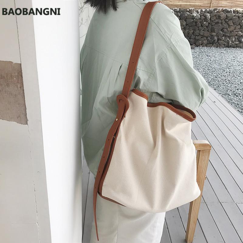 

Large capacity canvas shoulder bag for women messenger bag female composite Shopping Bags Casual big handbag bolsos white, Black