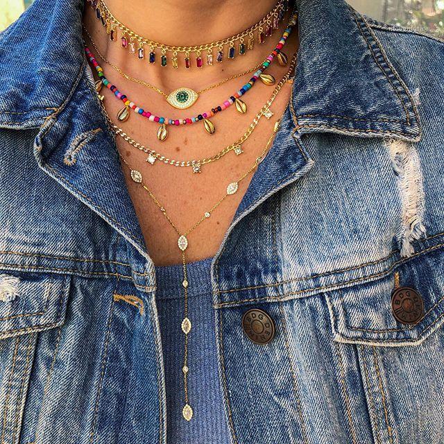 

Fashion gold silver color Colorful rainbow Handmade baguette CZ stone Chain Chokers for Women Charming Party necklaces Jewelry1