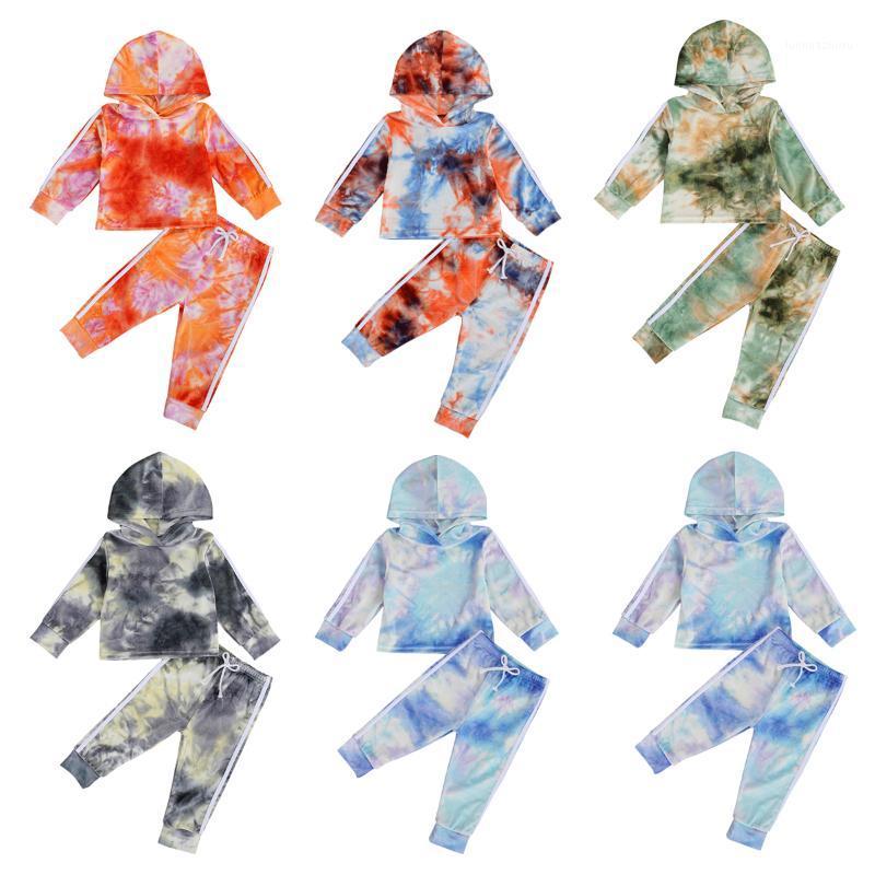 

0-24M Autumn Infant Baby Girls Boys Tie-Dye Clothing Set Long Sleeve Hooded Pullover Top + Pants Causal Outfits Clothes1
