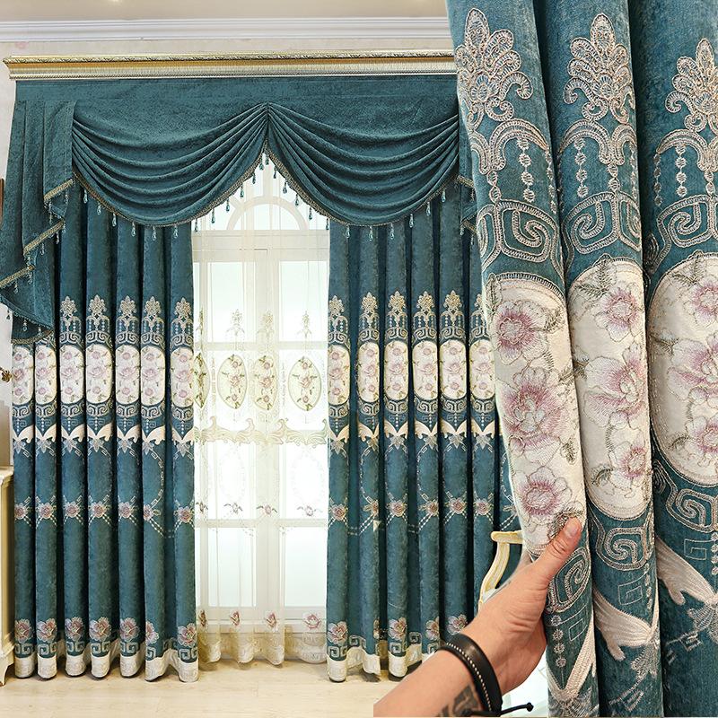 

Royal classic aristocratic embroidered high quality Blackout Curtains for Living Room with luxury Voile Curtain for Bedroom, Tulle