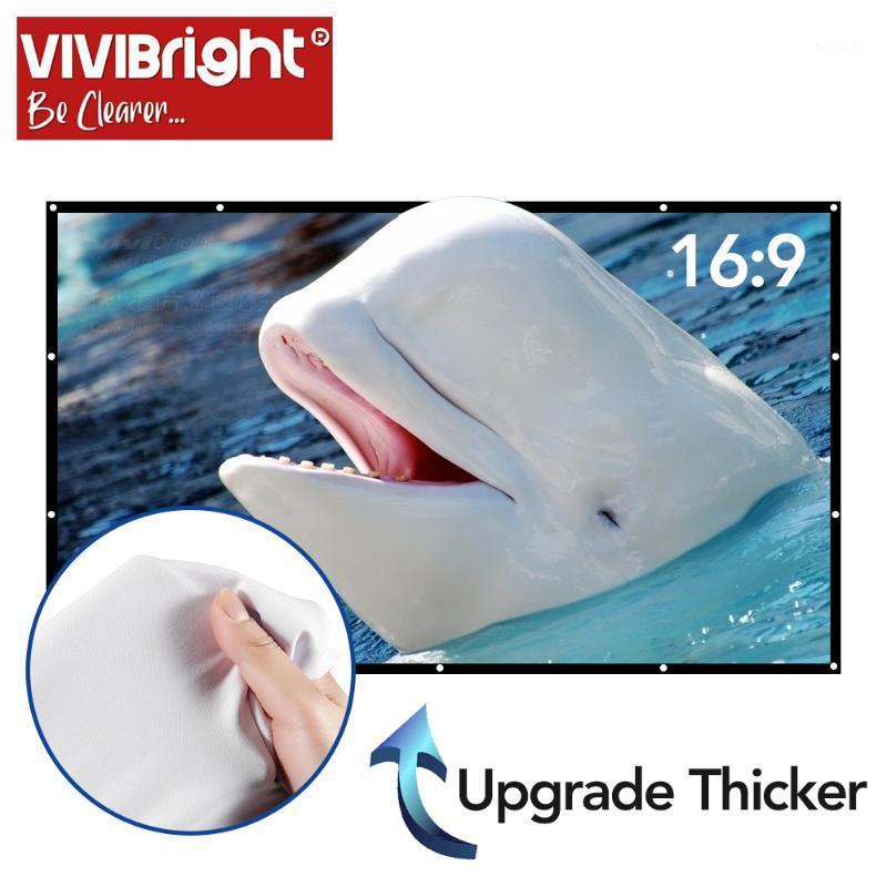 

VIVIBRIGHT Upgrade Thicker Projector Screen, Optional 100/120/133 inch 16:9, Foldable White cloth material for Home theater1