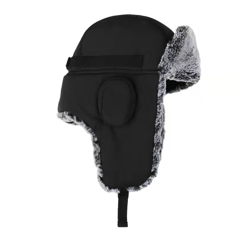 

2020 Lei Feng hat men's winter ear protection warm and cold hat women plus velvet thick windproof face and neck mask ski cap#5112, Black