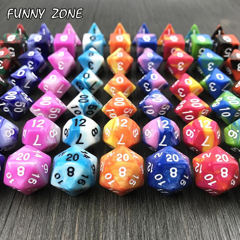 

7pcs 2-color Dice Set Poker DnD Polyhedral Cube Family Games