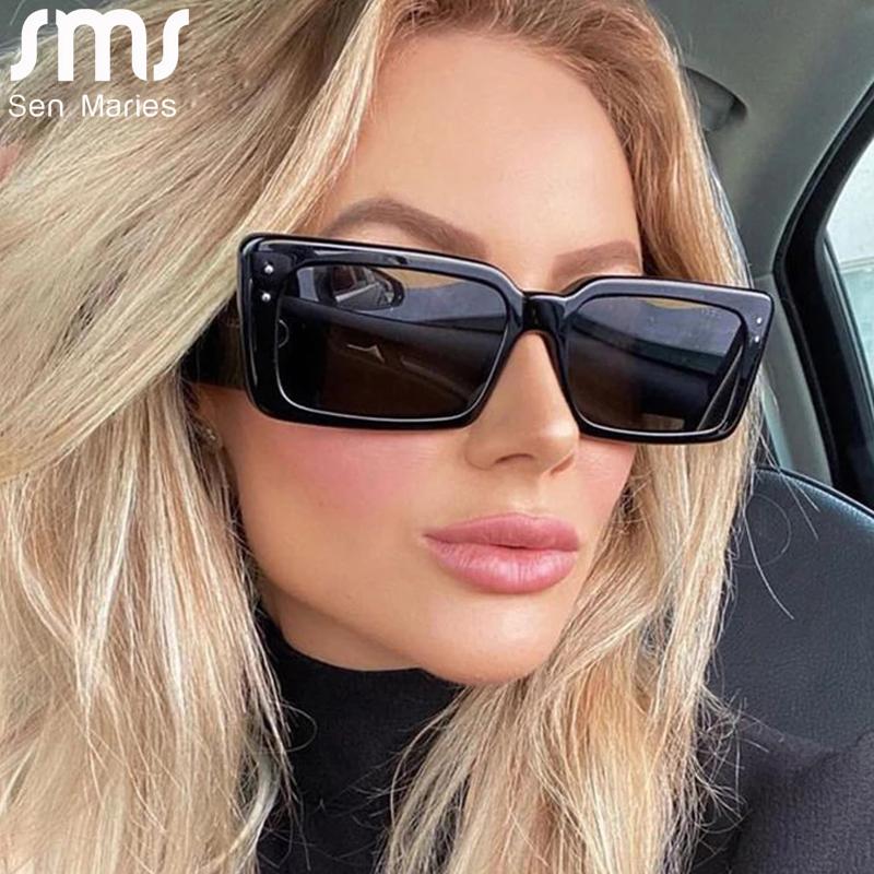 

Sunglasses Luxury Square Women 2021 Vintage Black Rectangle Brand Designer Retro Sun Glasses Female Eyeglasses UV400 Oculos
