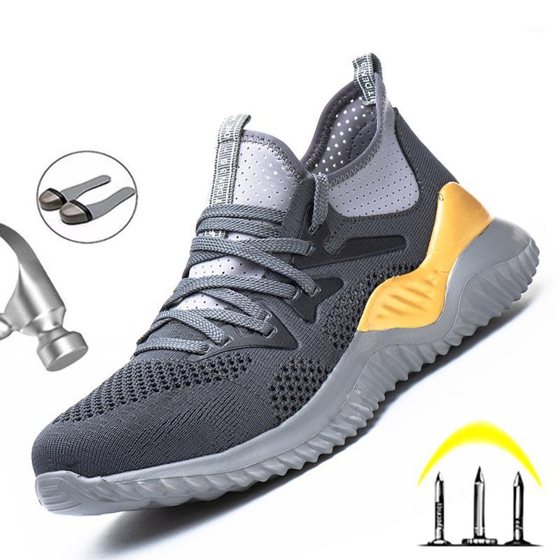 

Breathable Light Work Sneakers Comfort Men Shoes Puncture-Proof Safety Shoes Men Outdoor Work Indestructible Footwear 20201, Lb201-graymesh