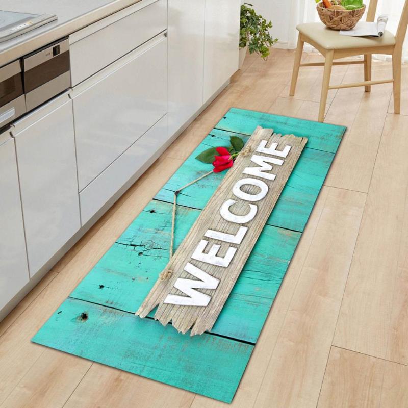 

Retro texture floor mats home kitchen bedroom colorful wood grain floor mats flannel non-slip can be customized