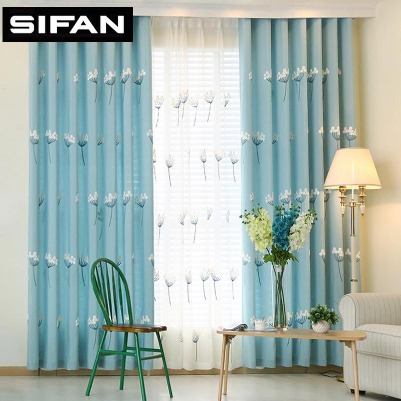 

Korean Blue/Pink Dandelion Embroidered Curtains for Living Room Window Curtains for Bedroom Faux Linen Kids Dra, Color 1 tulle