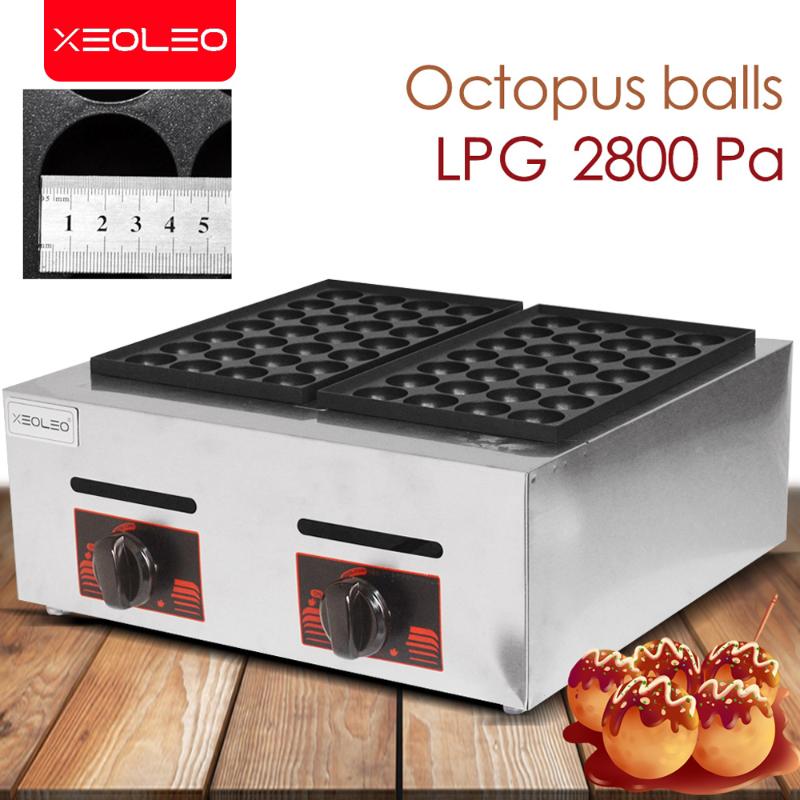 

XEOLEO Double plates Gas Fish ball machine LPG Takoyaki ball Grill machine Commercial Octopus furnace