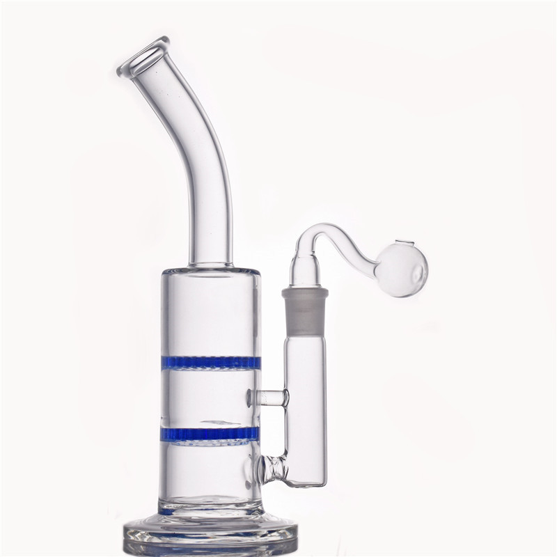 

Unique 8inch beaker Bongs Honeycomb Glass Water Bong Dab Rigs Percolator recycler Oil Rigs With 18mm Bowl and glass oil burner pipe