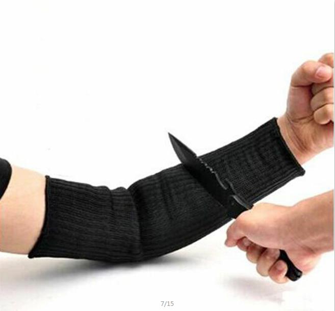 

1 Pair Steel Wire Cut Proof Arm Sleeve Guard Bracer Anti Abrasion Armband Protector Anti-Cutting Arms Work Labor Protection Tool01, Black