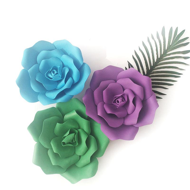 

Artificial PE Foam Flat Bottom Giant Rose Flower Wedding Background DIY Party Holiday Home Wall Decoration, Pink