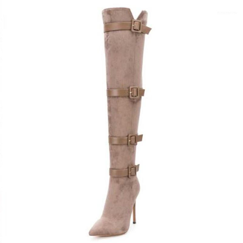 

SHOFOO shoes,Fashion women's boots, suede, about 11cm high-heeled women's boots, over-the-knee length boots. SIZE:34-451, Brown