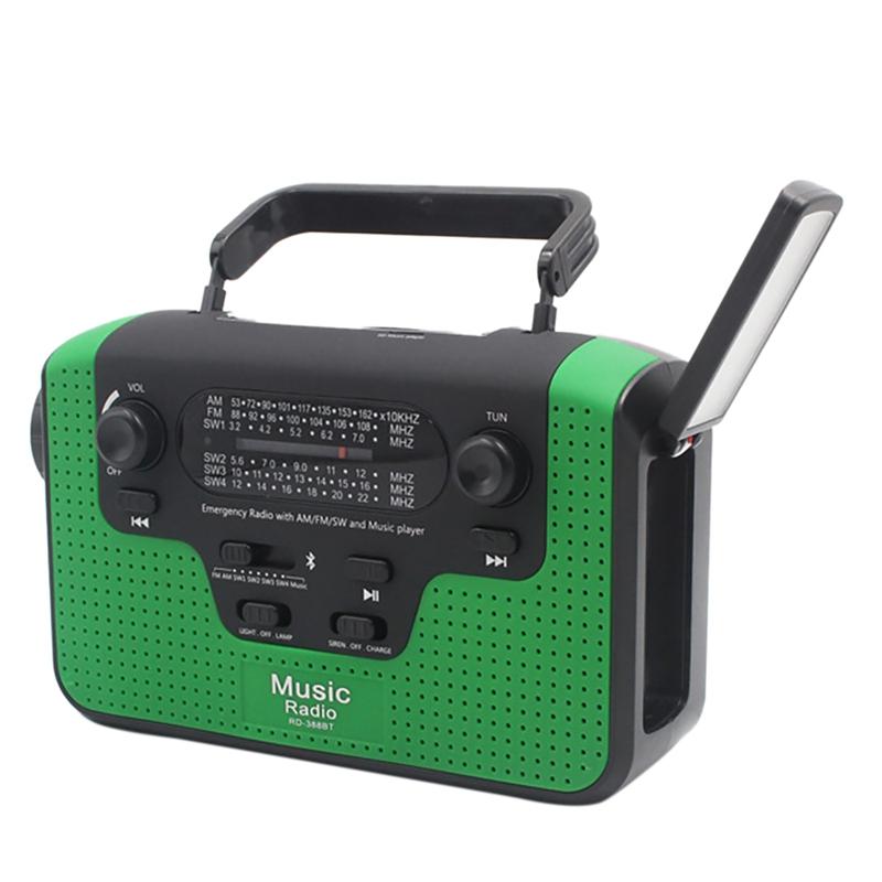 

Bluetooth Radio Solar Radio Hand Crank Emergency Am/Fm/Sw Led 2300MAh Solar-Powered Hand