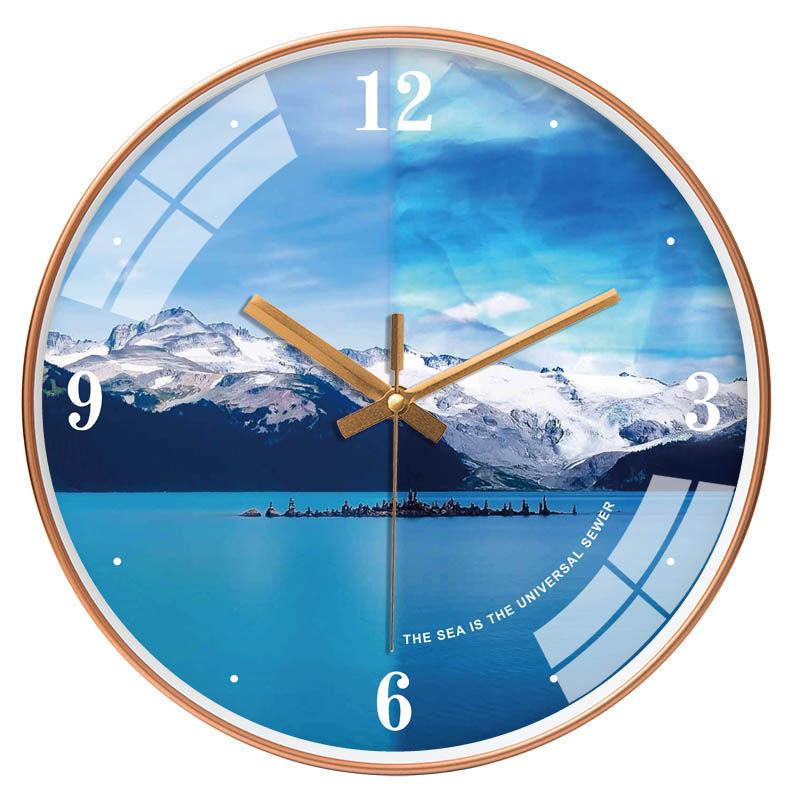 

Sea Mountain Wall Clock Individual Design Living Room Decoration Quartz Wall Clock Landscape Watch Mute For Bedroom G102
