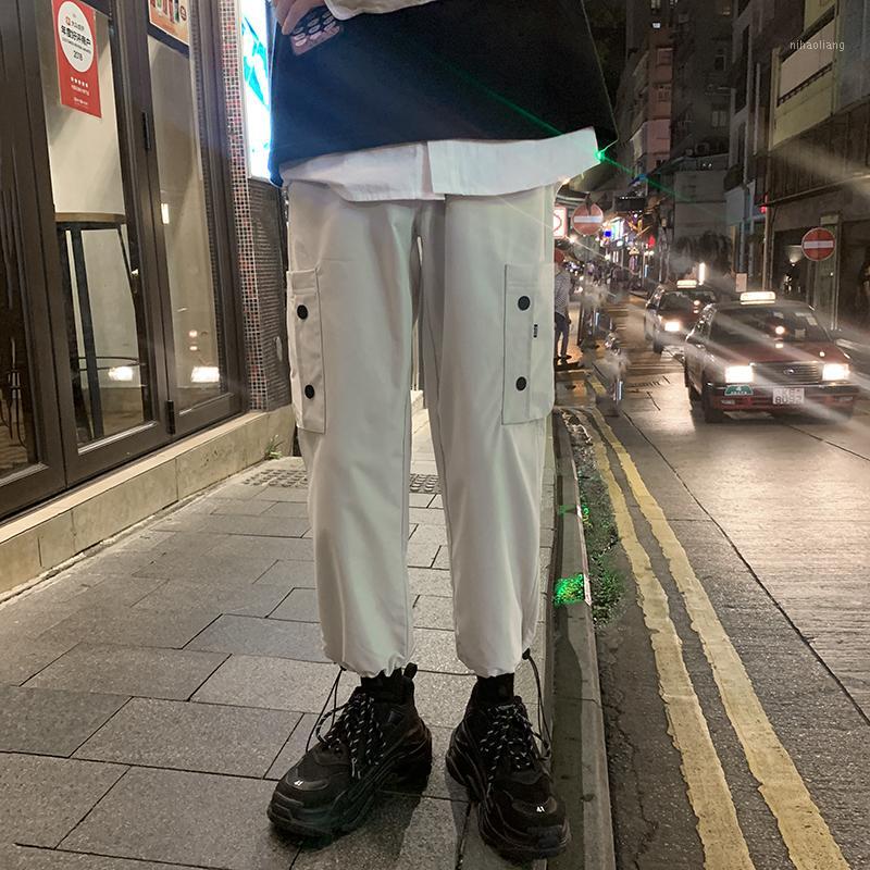 

Nice Spring And Autumn Hong Style Personality Youth Handsome Multi-pocket Feet Drawstring Casual Pants Black / Khaki -2XL1