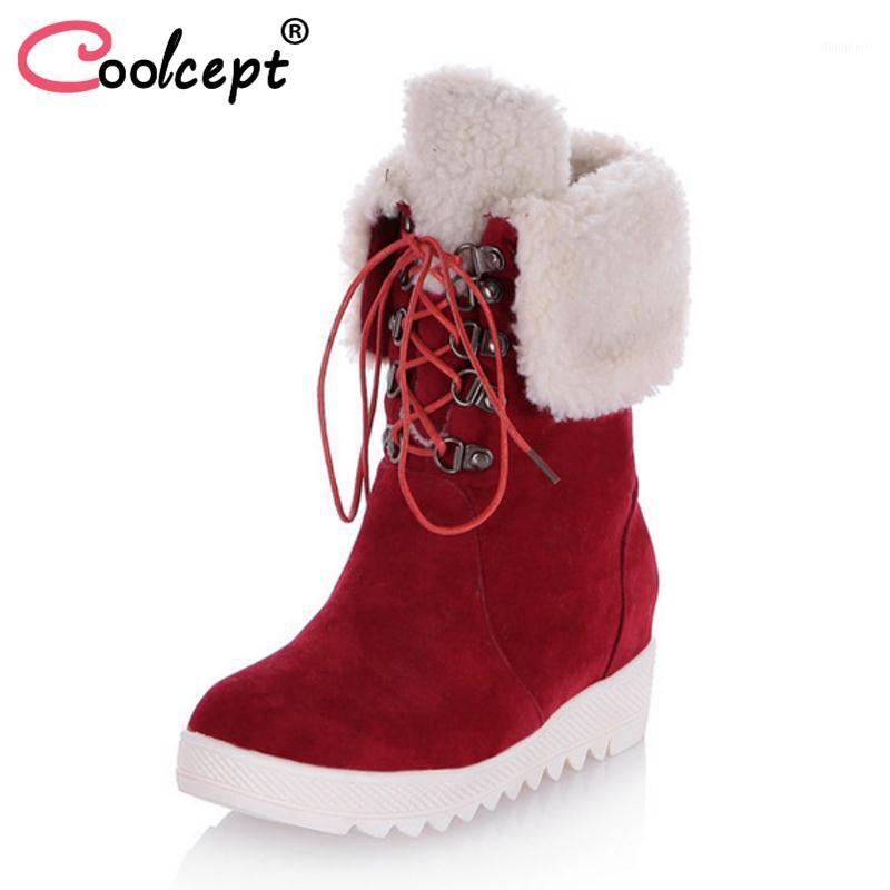

CoolCept Women Size 34-43 Woman Flats Boots Plush Fur Winter Shoes Half Short Boots Fashion Woman' Shoes Warm Snow Female1, Black
