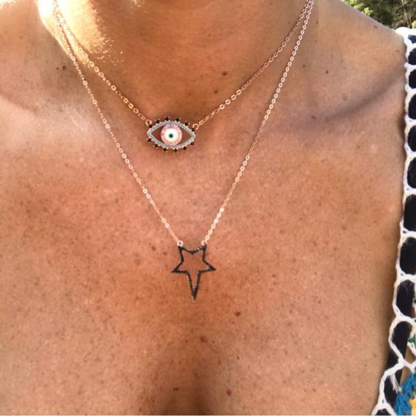 

2020 High quality 925 sterling silver delicate black CZ necklaces Shiny Star pendant necklaces sexy women girls fashion jewelry
