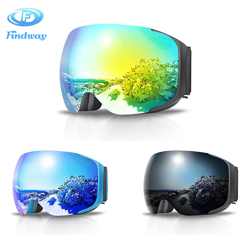 

findway Ski Goggles Magnetic Quick Interchangeable Lenses Frameless Dual-Layer Lens Anti-Fog OTG Snowboard glasses for Men Women 220214