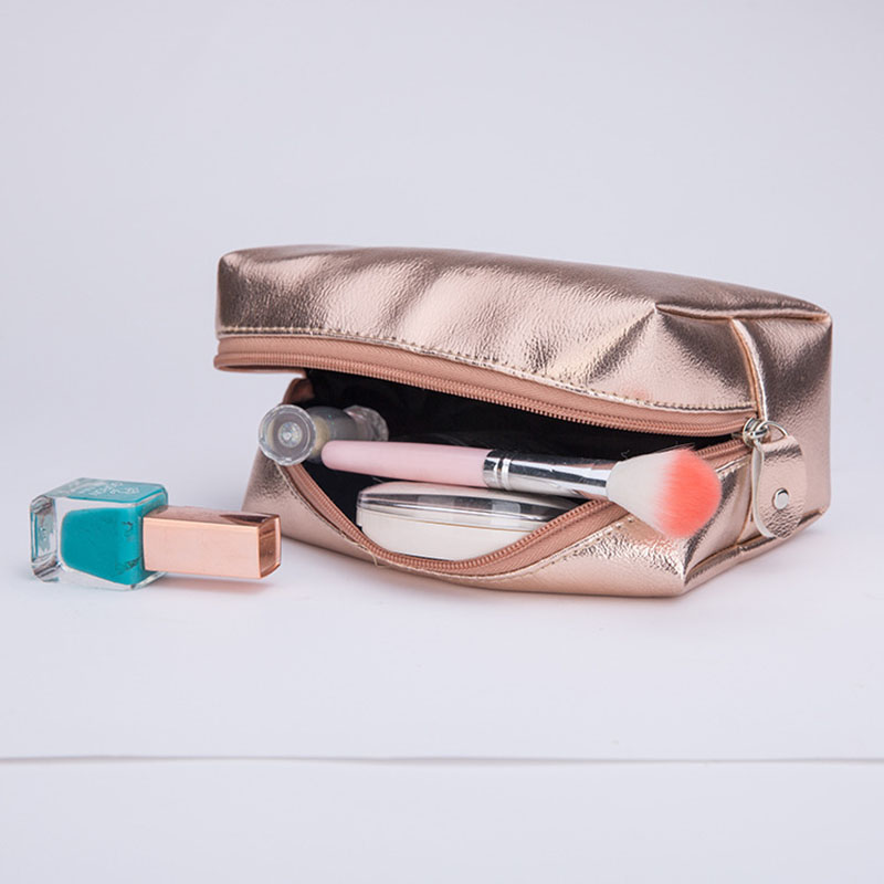

Trousse De Maquillage Zipper Large Capacity Waterproof PU Bag Leather Lady Portable Golde Bling Makeup Women Mekup Cosmetic Bag, Pink