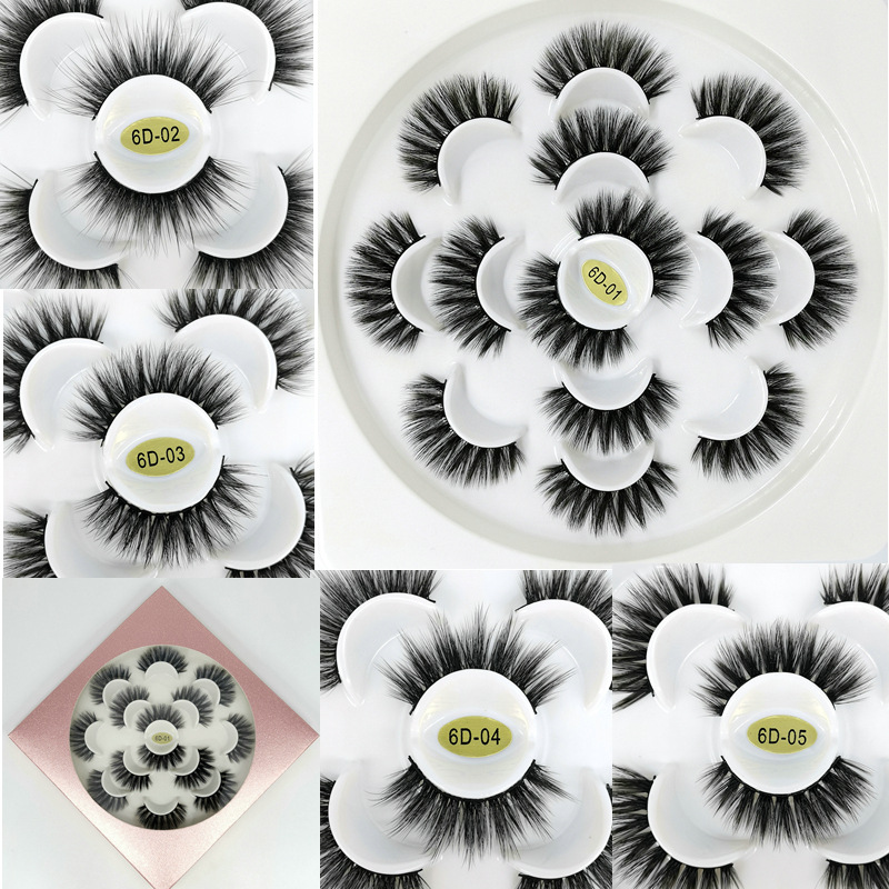 

7pairs/lot Eyelashes 6D Silk Eyelashes For Girl Hand Made Natural Long Faux Mink Lashes Vegan Cruelty Free False Lashes Brush