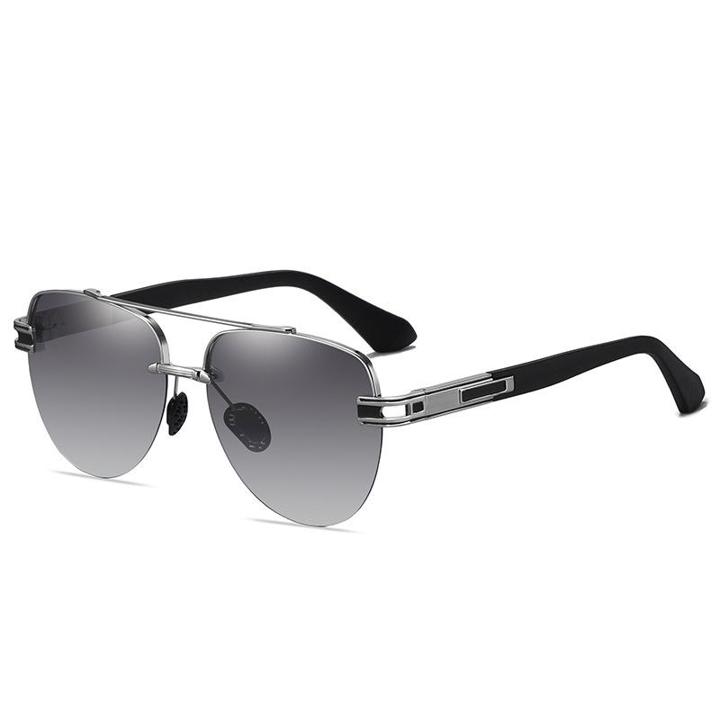 

Classic Vintage Polarized Rimless Pilot Sunglasses Men Fashion Designer Travel Driving Oversized Sun Glasses Male