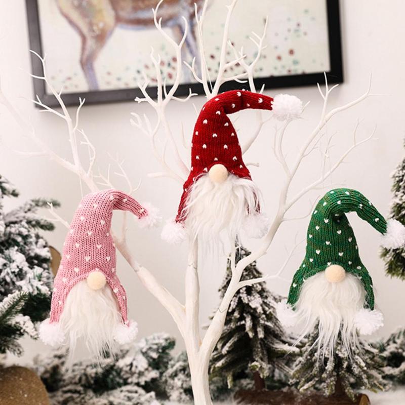 

Nordic Christmas Gnomes Doll Bell Pendant Ornament Knitted Faceless Doll Christmas Tree Hanging Decoration