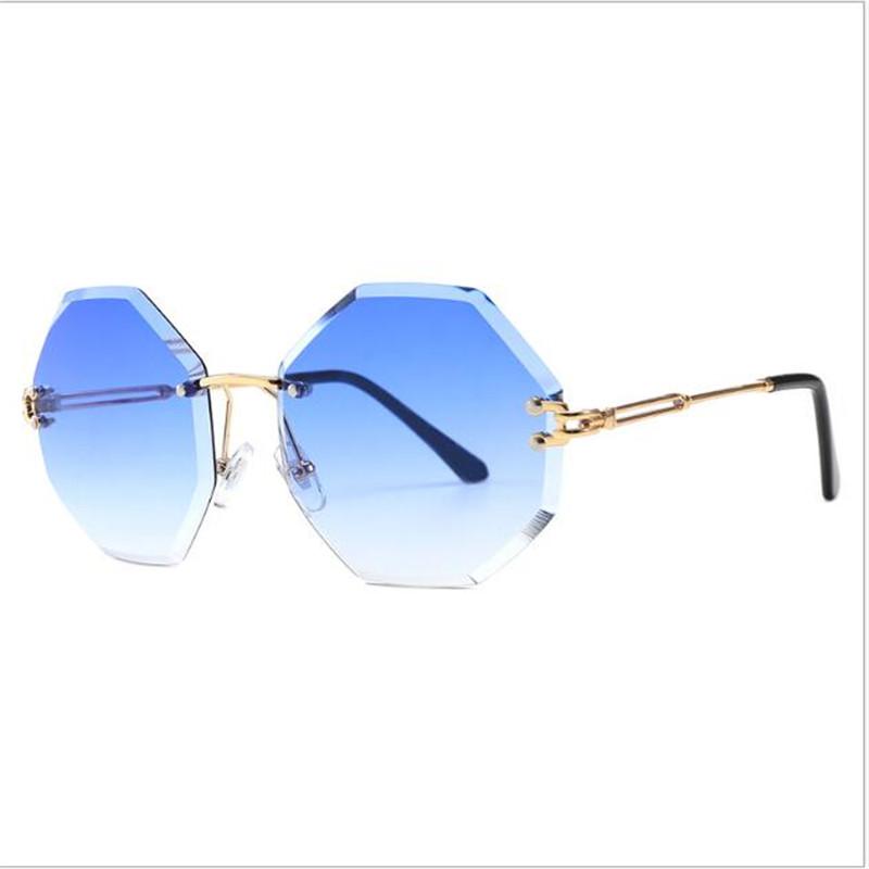 

KAPELUS Brand sunglasses New frameless sunglasses Woman polygon Marine sheet glasses