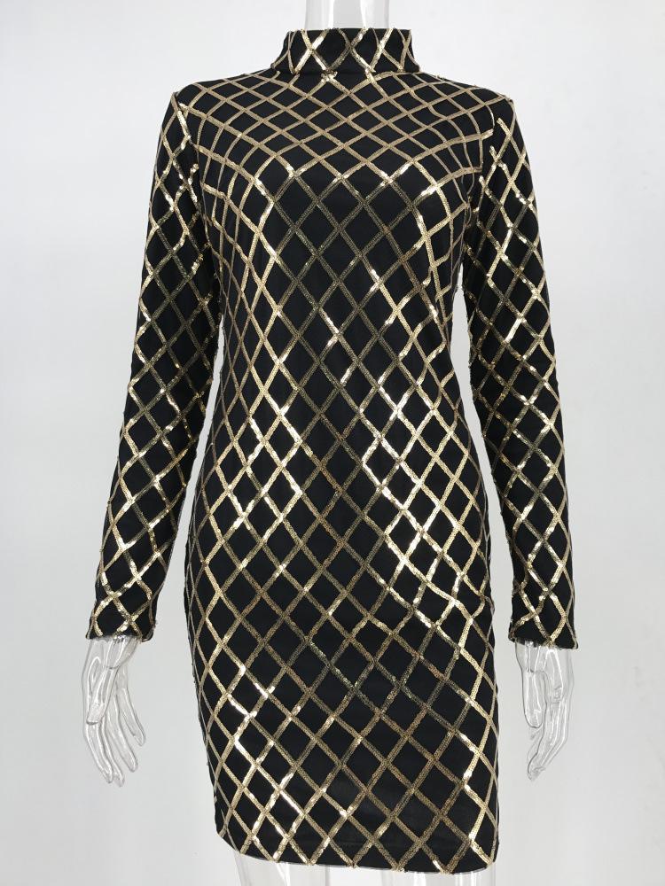 

Women Autumn Winter Dress Sexy Black long sleeve Dresses sequin Nightclub Wear Party Bodycon dress vestido de festa