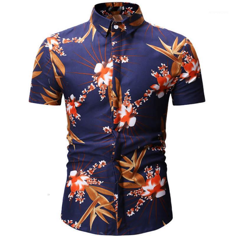 

Fashion Close-fitting Cuff-buttoned Short-sleeved Short-sleeved Flower Shirt Men's Wear Tends to Men's Flower-size M-3xl Shirt1, Ys66 vessels
