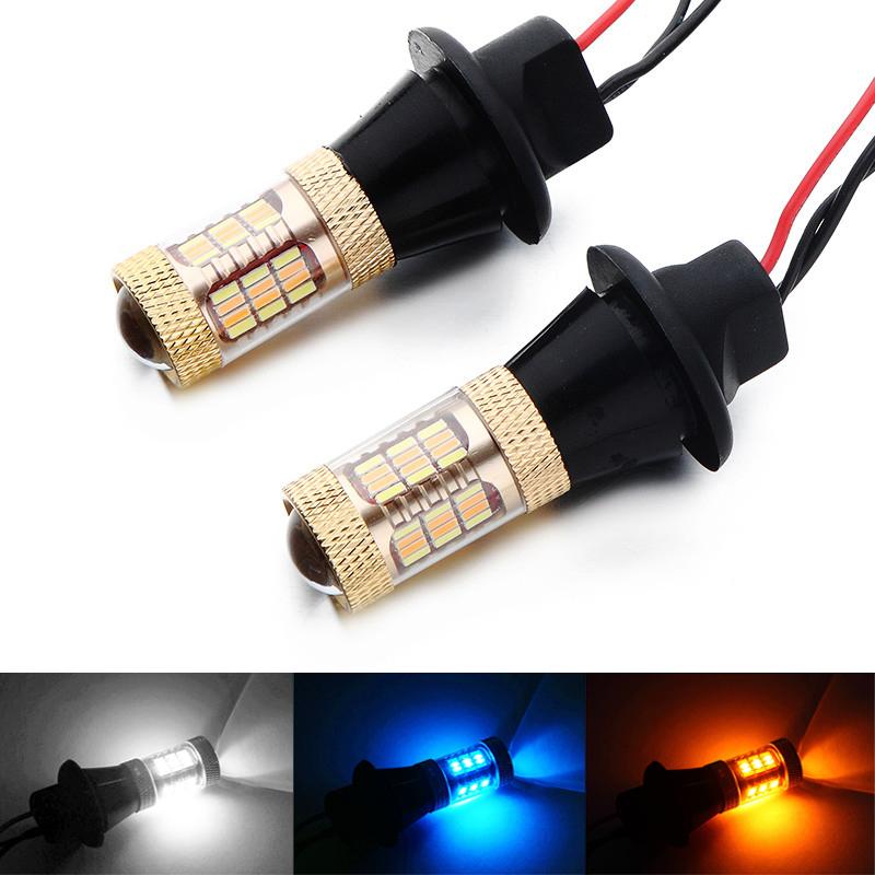 

Emergency Lights 2Pcs 1156/BA15S/P21W BAU15S/PY21W T20 T25 4010-54SMD Car LED Dual Color Turn Signal DRL Daytime Running Light Canbus Error
