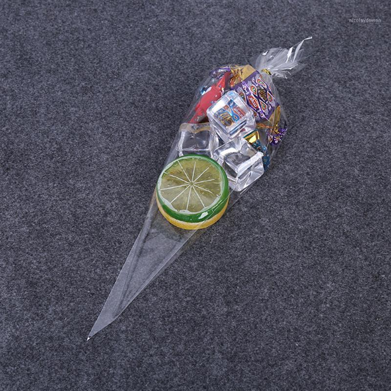 

Clear Cone Bags 100pcs Cellophane Triangle Shaped Treat Bags With Gold Twist Ties For Candy Cookies Popcorn DIY Favors1