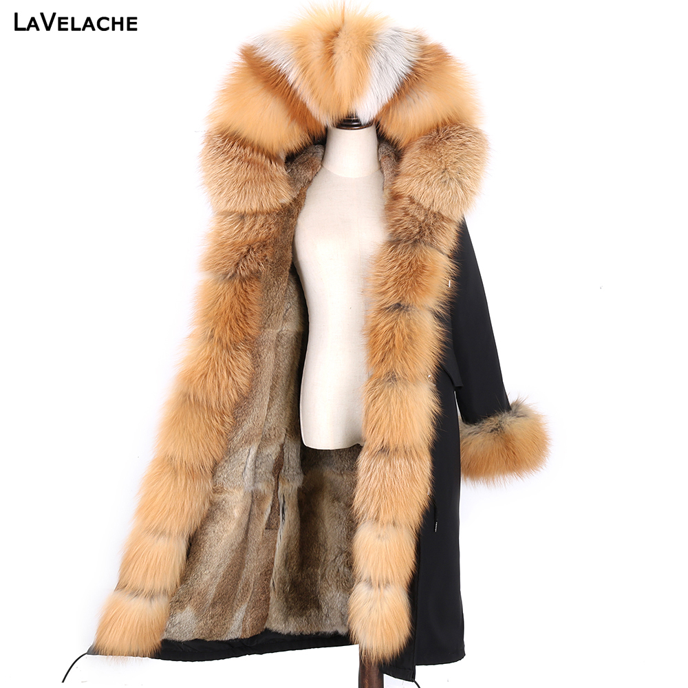 New Waterproof Winter Jacket Real Fur Coat Women X-Long Parka 7XL Real Rabbit Fur Liner Natural Raccoon Fur Collar Hooded 201125