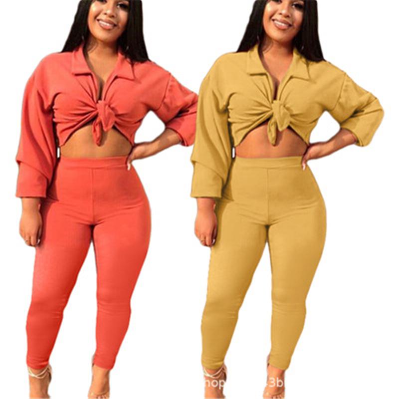 

Ladies Sexy Bandage Lovely Sets Fashion Trend Long Sleeve Lapel Tops Pants Suits Designer Female Autumn Solid Color Casual Skinny Tracksuits, Red